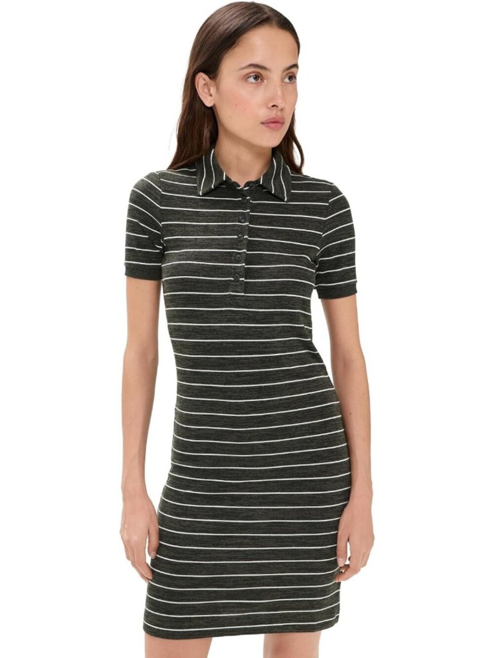 Chic Knit Stripe Polo Mini Dress for Women - Stylish Casual Summer Outfit